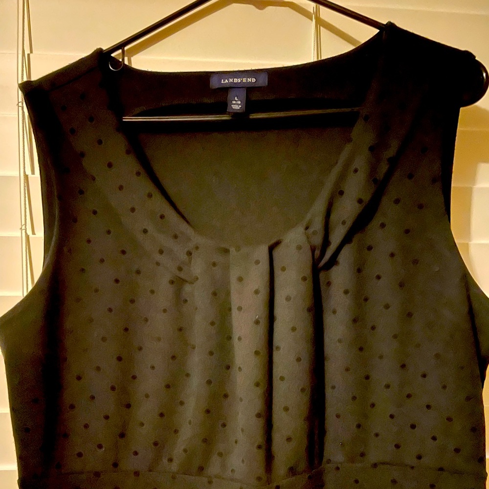 Lands End polka dot black dress.